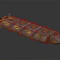 Ancient Decorative Transport Structure With Multiple Panels Golden Patterns And Metallic Borders