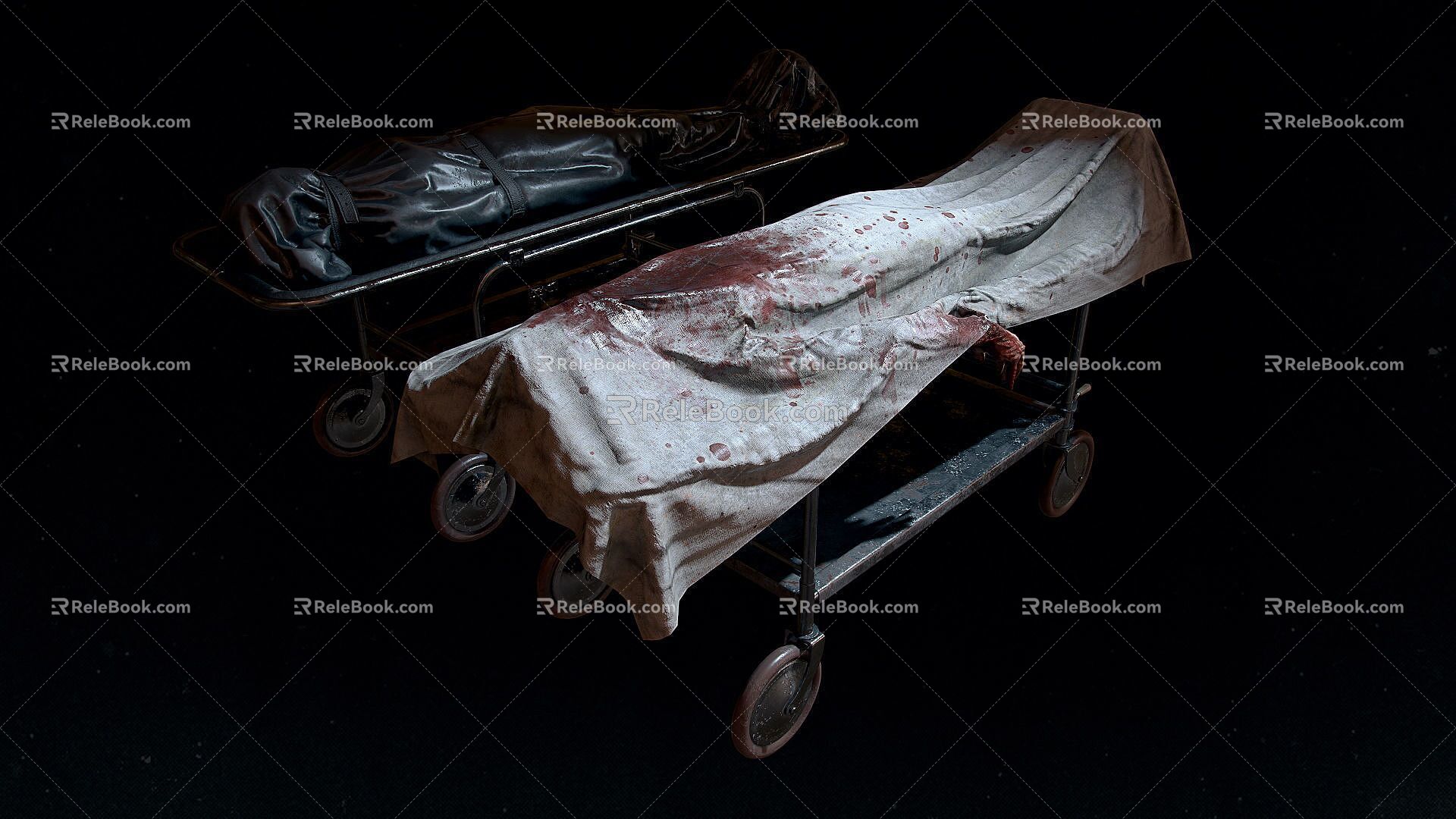 Body bag body in morgue 3d model