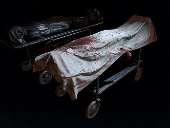 Body bag body in morgue 3d model