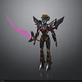 Winged Sci Fi Warrior Character With Pink Blade And Gold Purple Armor