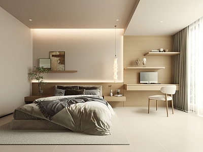 Modern Bedroom Cream Home Bedroom 3d model