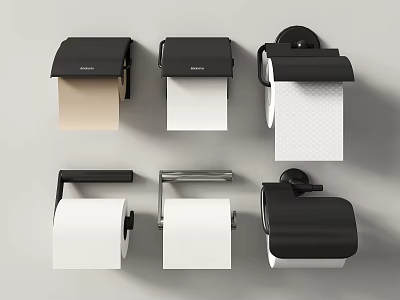 Modern Black Bathroom Toilet Paper Holders Wall Mounted With Various Styles And Rolls 3d model