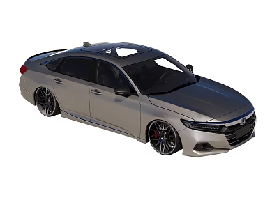 Silver Sporty Sedan With Streamlined Body Black Wheels And Sunroof 3d model