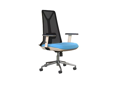 Ergonomic Office Chair With Mesh Back Blue Seat Cushion And Black Armrests 3d model
