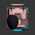 Cute Robotic Character With Black Beret Pink Blue Tracked Base Screen Face And Diamond Details