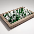 Commercial Equipment For City Model Display Featuring Wooden Frame White Buildings And Green Areas