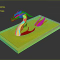 Mythical Blue And White Serpentine Dragon On Shiny Blue Water Like Platform
