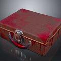 Vintage Red Textured Box With Metal Lock And Red Handle Distressed Finish