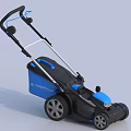 Blue And Black Agricultural Lawn Mower Equipment With Handle And Wheels