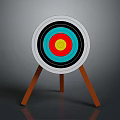 Colorful Archery Target with Concentric Rings on Wooden Tripod Stand for Training