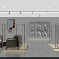 Elegant Modern Clothing Store Interior With Mannequins Clothing Racks And Plants