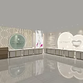 Modern Jewelry Store Interior With Display Cases Purple Floral Decorations And Bright Lighting