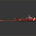 Red Watercraft With Orange Marine Tow Ropes For Utility Marine Work