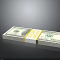 Stack of US Dollar Bills Bundled as Ten Thousand Dollars Cash