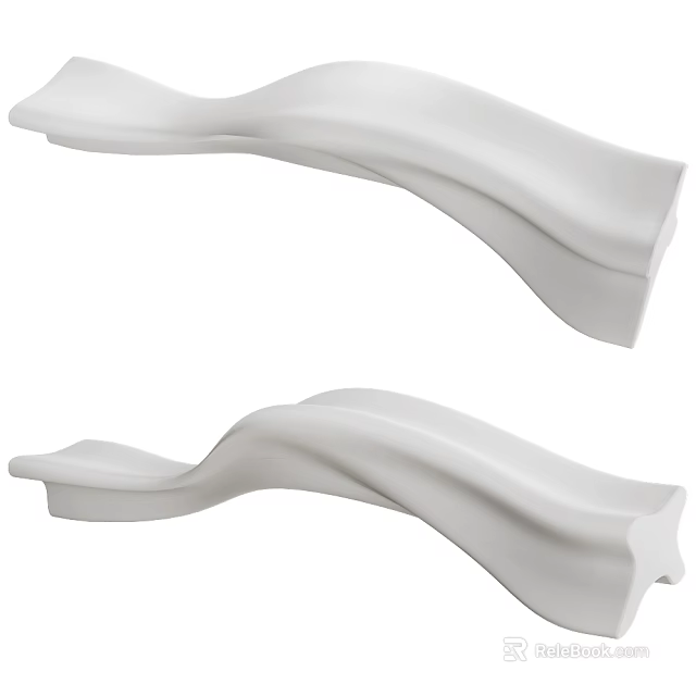 Two White Outdoor Chairs With Curved Wave Like Design For Garden Patio 3d model 