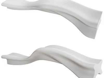 Two White Outdoor Chairs With Curved Wave Like Design For Garden Patio 3d model