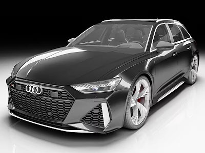 Luxury Black Audi Station Wagon With Modern Front Grille And Alloy Wheels 3d model