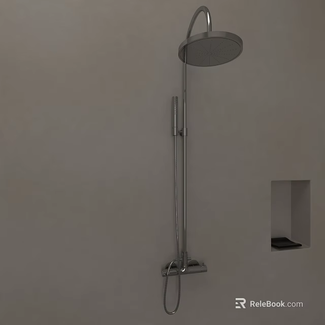 Modern Chrome Shower Head With Wall Mounted Fixture And Sleek Design 3d model 