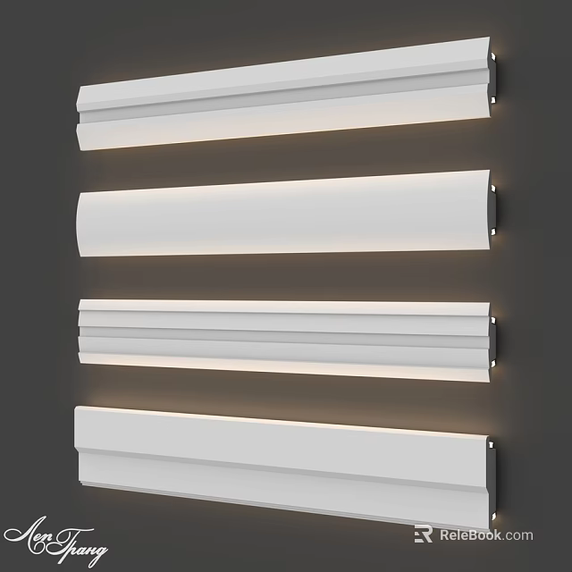 White Wall Mounted Architectural Components With Illuminated Layered Design Features 3d model 