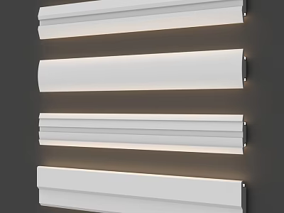 White Wall Mounted Architectural Components With Illuminated Layered Design Features 3d model