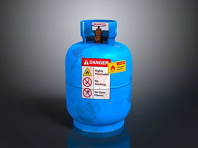Blue LPG Gas Cylinder With Red Danger Label And Warning Signs 3d model Blue LPG Gas Cylinder With Red Danger Label And Warning Signs 3d model