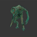Slender Alien Creature Character With Large Red Eye And Rough Skin Texture