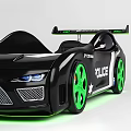 White Police Car With Blue Stripes PRO 7000 Black Wheels And Lights