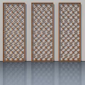 Three Modern Wooden Frame Swing Doors With Diamond Lattice Pattern Design 3d model