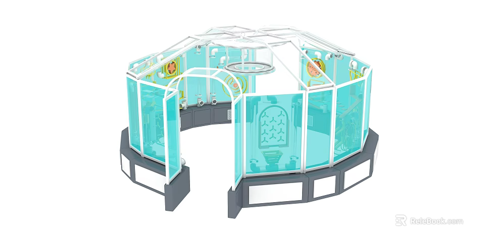 Children's Playground Dome Shaped Structure With Transparent Blue Panels And Decorative Patterns 3d model 