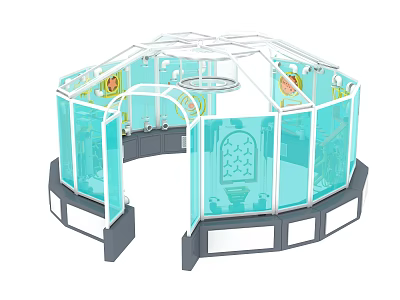 Children's Playground Dome Shaped Structure With Transparent Blue Panels And Decorative Patterns 3d model