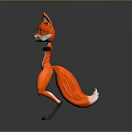 Anthropomorphic Fox 3D Character With Standing Pose And Orange White Fur Black Paws