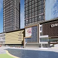 Modern Commercial Complex Exterior With High Rise Towers And Retail Facilities Design