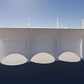 White Modern Sunshade Canopy with Curved Design and Support Structures 3d model