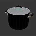Stainless Steel Black Cooking Pot With Silver Lid And Heat Resistant Handles