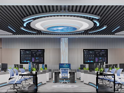 Modern Lecture Hall Interior With Digital Screens Comfortable Seats And Ceiling Lights 3d model