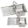 Stainless Steel Wash Basin With Double Bowl Drainer And Faucet Design