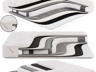 Premium Mattress Layered Structure With Support Foam And Comfort Layers 3d model