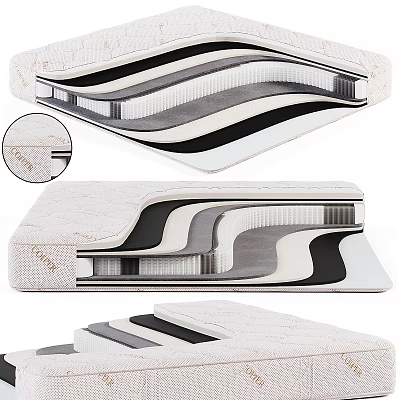 Premium Mattress Layered Structure With Support Foam And Comfort Layers 3d model