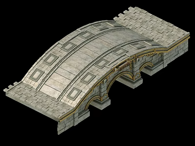 Traditional Stone Arch Bridge Structure With Arched Design And Stacked Stone Blocks 3d model