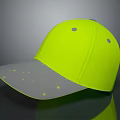 Neon Yellow Baseball Cap With Reflective Stars On Gray Brim And Smooth Surface Design