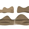 Modern Outdoor Landscape Seats With Unique Wavy Striped Wooden Design And Ergonomic Shape