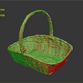 Light Brown Woven Pet Basket With Curved Handle On Dark Background
