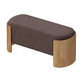 Modern Design Sofa Bench With Wooden Legs And Brown Fabric Upholstery