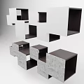 Modern Minimalist 3D Wall Decorations With White And Gray Geometric Cubes In Abstract Design
