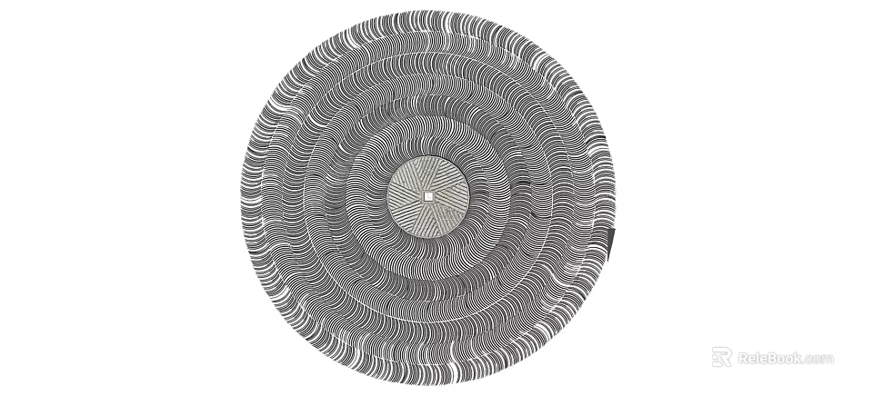 Circular Garden Decor With Concentric Wave Patterns And Black White Design 3d model 