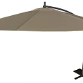 Outdoor Cantilever Umbrella In Beige Color With Black Frame And Square Base