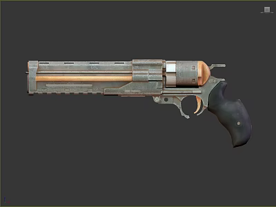 Futuristic Revolver Weapon With Metallic Barrel Vents Black Grip And Sturdy Design 3d model