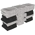Soft Folded Gray and Black Towels Stack for Bathroom Home Use 3d model