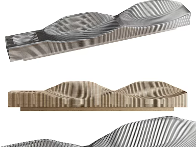 Elegant Modern Outdoor Chair With Striped Texture And Unique Curved Structure 3d model