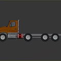 Orange Truck Chassis With Multiple Wheels And Shiny Surface On Black Background 3d model